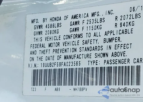 2015 Acura Tlx V6 Tech z USA, uszkodzony, nr VIN 19UUB2F59FA023565